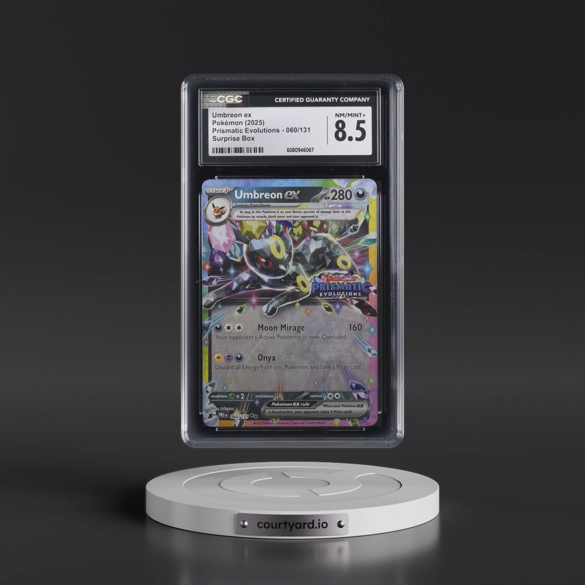 2024 Prismatic Evolutions - PRE EN #060/131 Umbreon ex - Surprise Box (Prismatic Evolutions Stamp) (Holo) (CGC 8.5 NM-MT+)