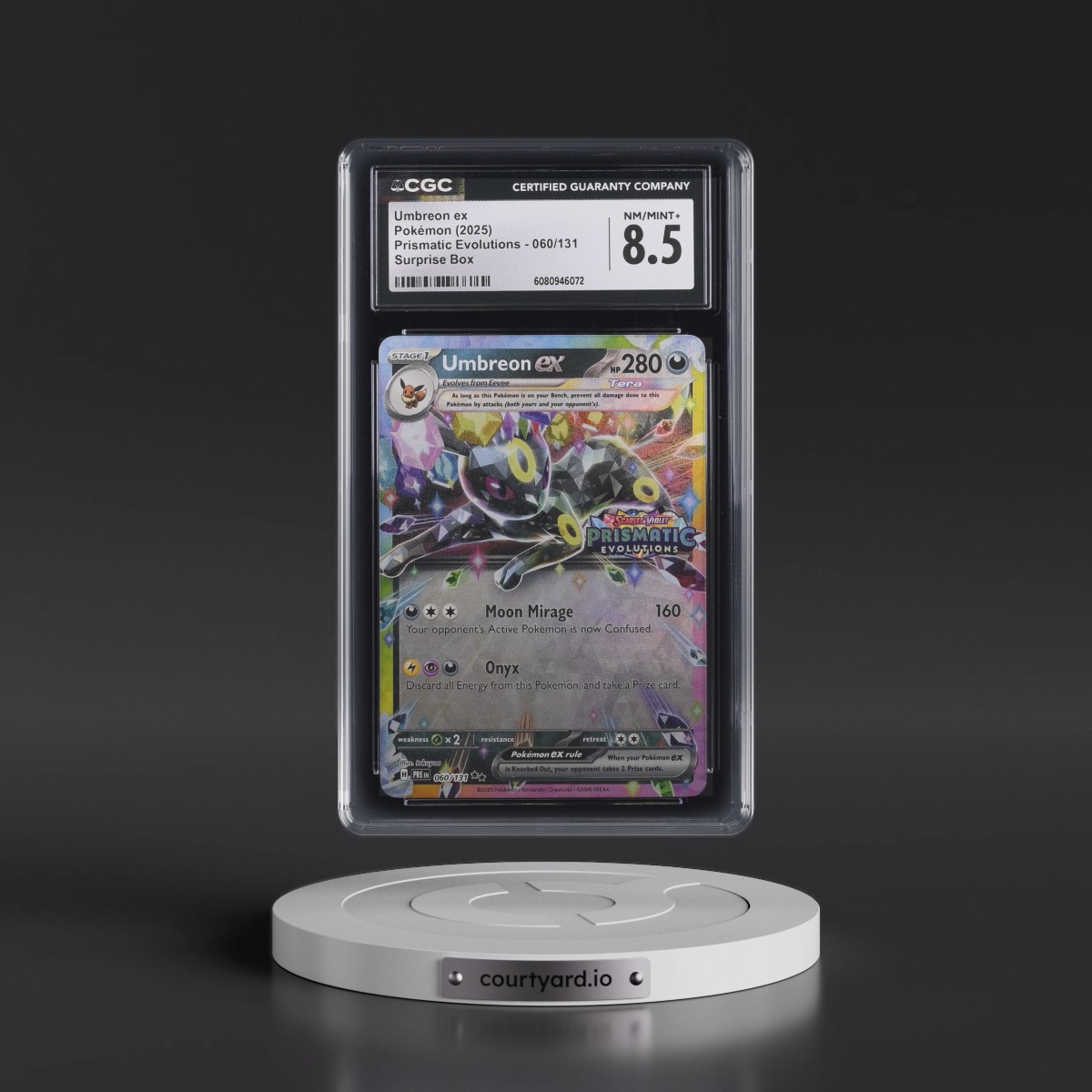 2024 Prismatic Evolutions - PRE EN #060/131 Umbreon ex - Surprise Box (Prismatic Evolutions Stamp) (Holo) (CGC 8.5 NM-MT+)