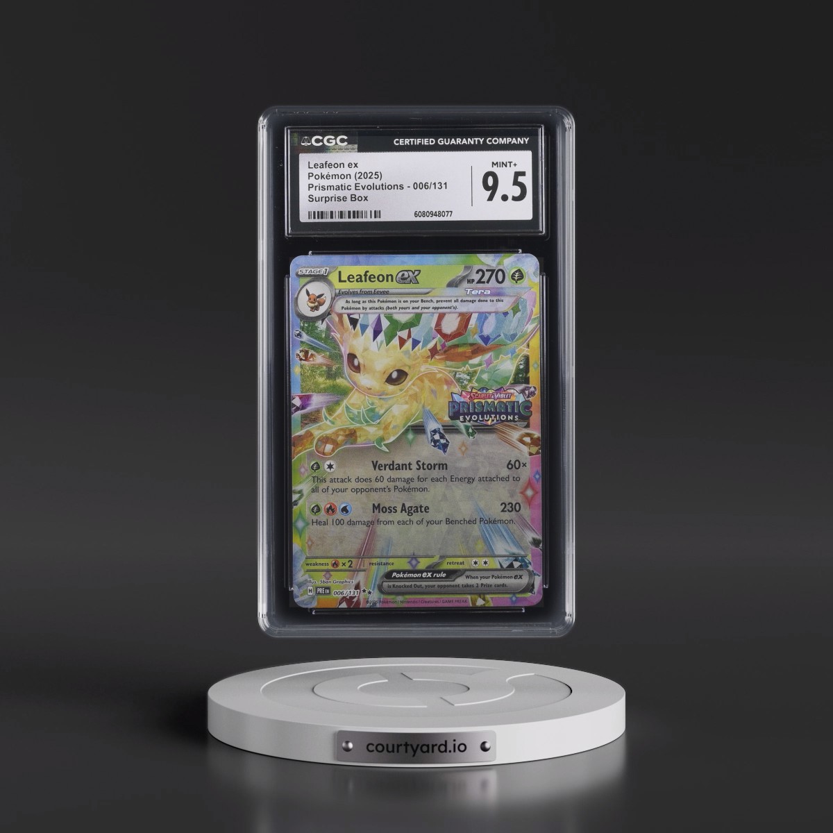 2025 Pokémon Pre EN-Prismatic Evolutions #006 Leafeon EX - Holo Surprise Box Exclusive (CGC 9.5 MINT+)