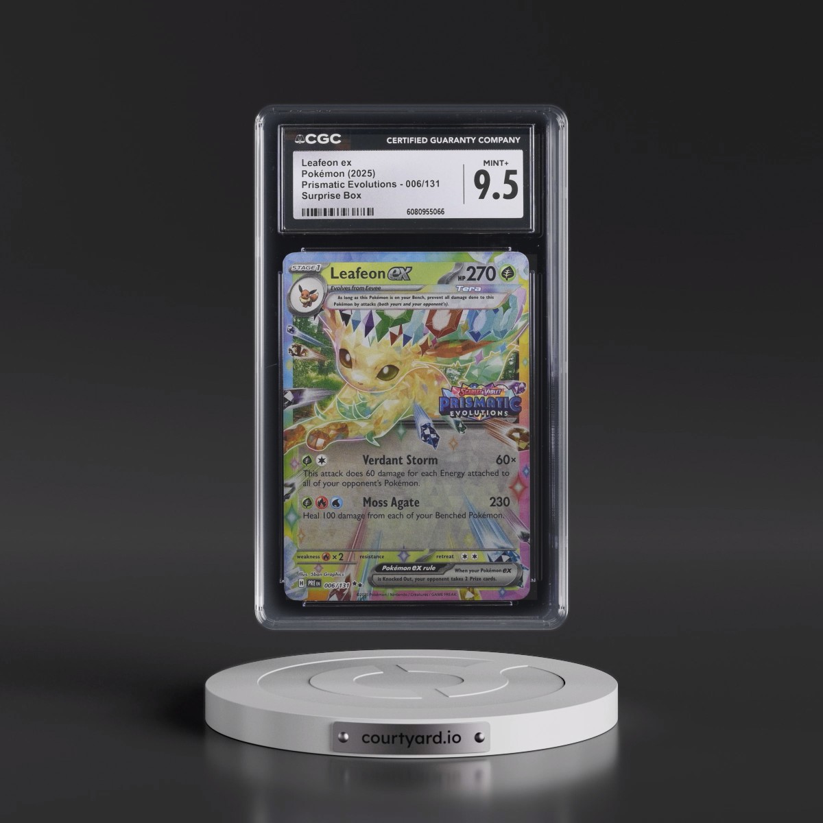 2025 Pokémon Pre EN-Prismatic Evolutions #006 Leafeon EX - Holo Surprise Box Exclusive (CGC 9.5 MINT+)