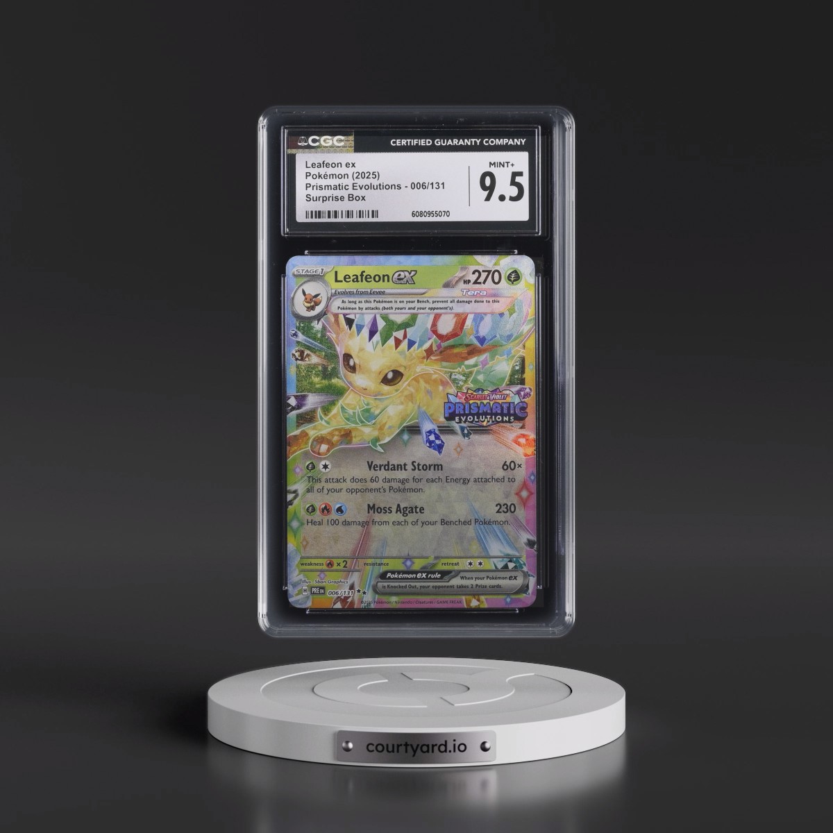 2025 Pokémon Pre EN-Prismatic Evolutions #006 Leafeon EX - Holo Surprise Box Exclusive (CGC 9.5 MINT+)