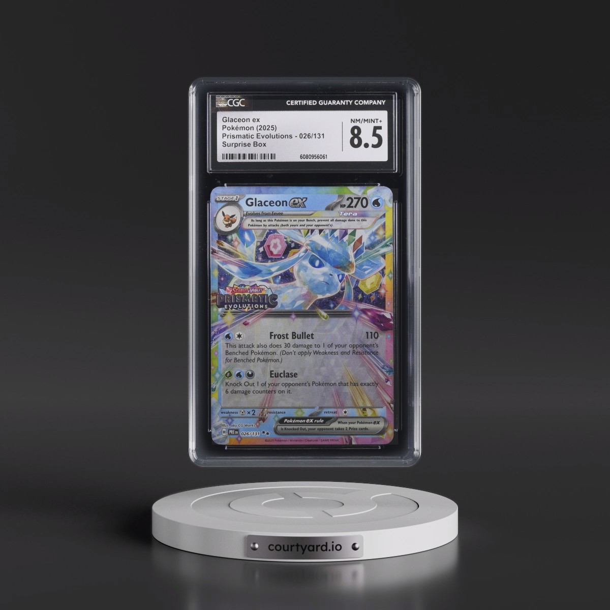 2024 Prismatic Evolutions - PRE EN #026/131 Glaceon ex - Surprise Box (Prismatic Evolutions Stamp) (Holo) (CGC 8.5 NM-MT+)