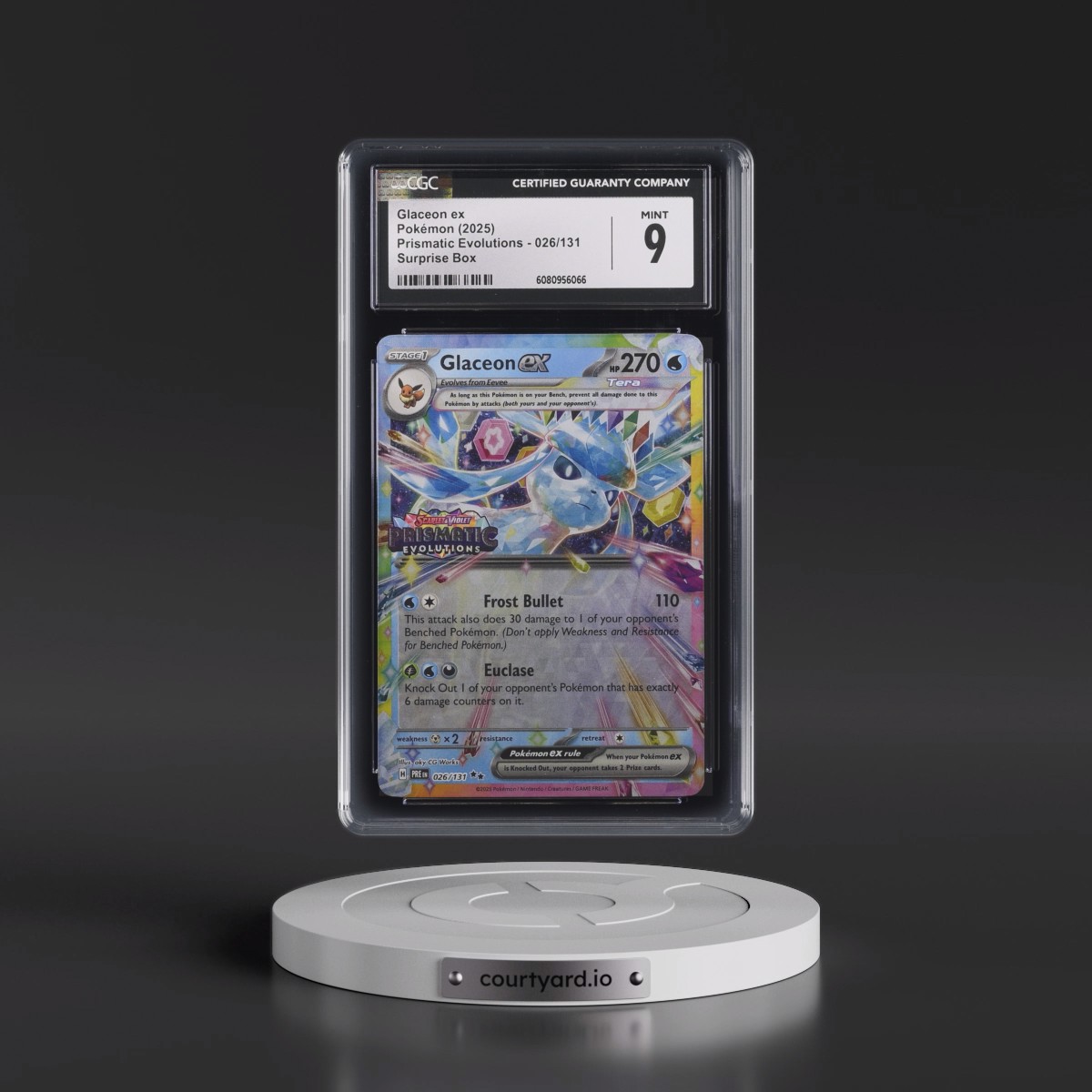 2024 Prismatic Evolutions - PRE EN Glaceon ex - Surprise Box (Prismatic Evolutions Stamp) (Holo) #026/131 CGC 9