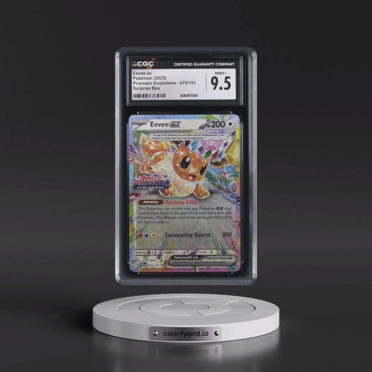 2025 Pokémon Pre EN-Prismatic Evolutions #075 Eevee EX - Holo Surprise Box Exclusive (CGC 9.5 MINT+)