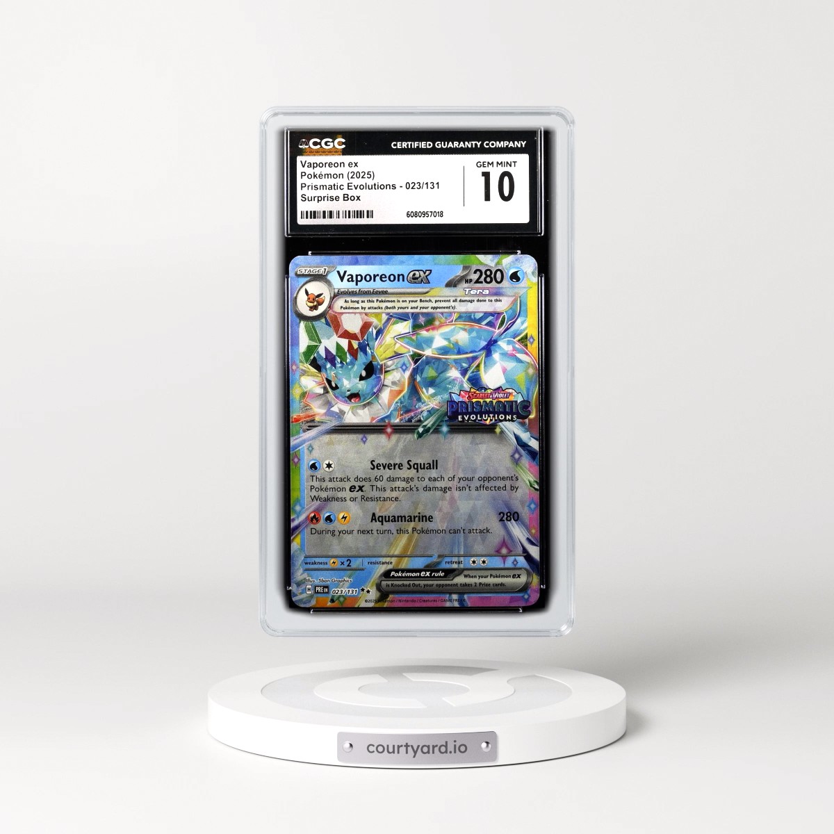 2025 Pokémon Pre EN-Prismatic Evolutions #023 Vaporeon EX - Holo Surprise Box Exclusive (CGC 10 GEM MINT)
