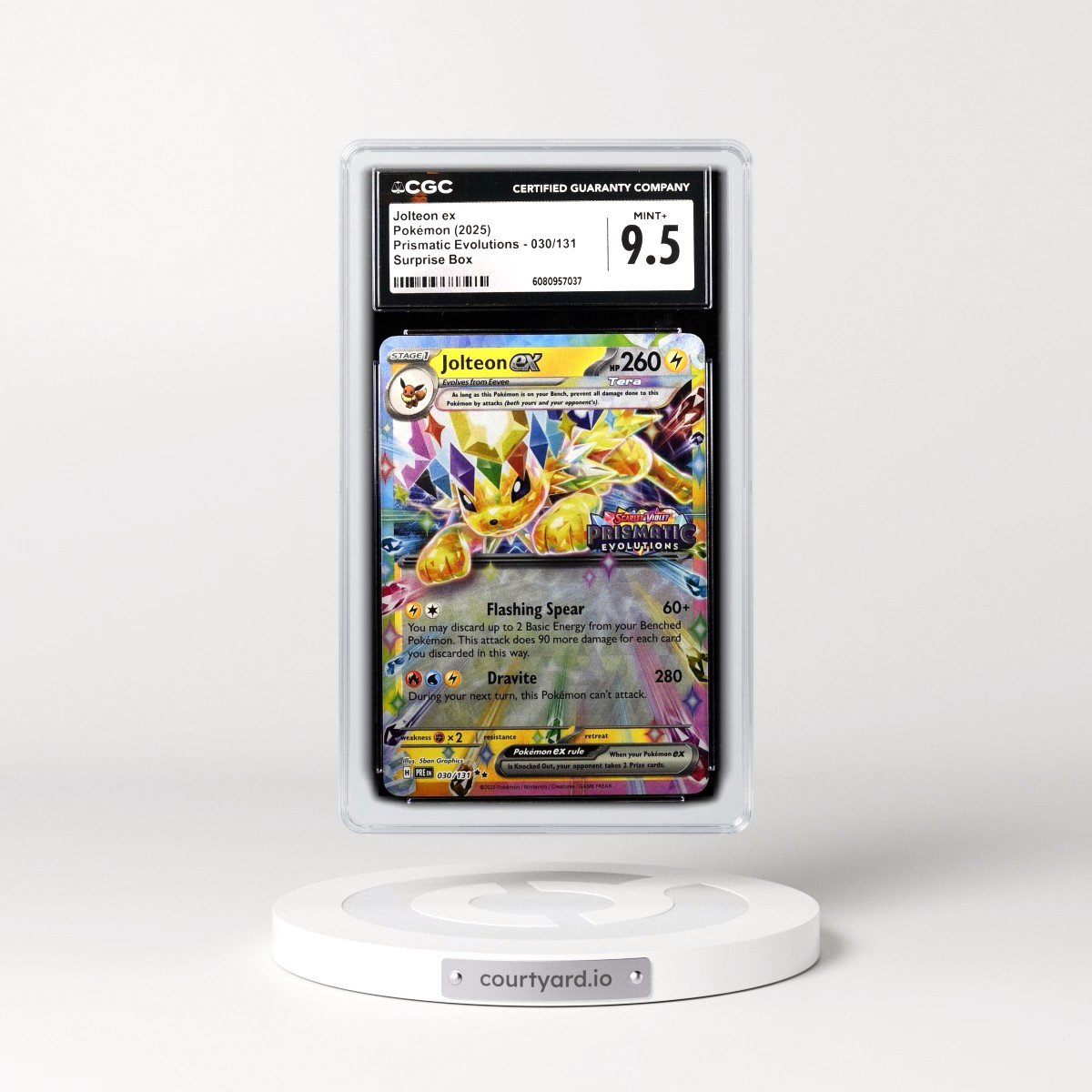 2025 Pokémon Pre EN-Prismatic Evolutions #030 Jolteon EX - Holo Surprise Box Exclusive (CGC 9.5 MINT+)