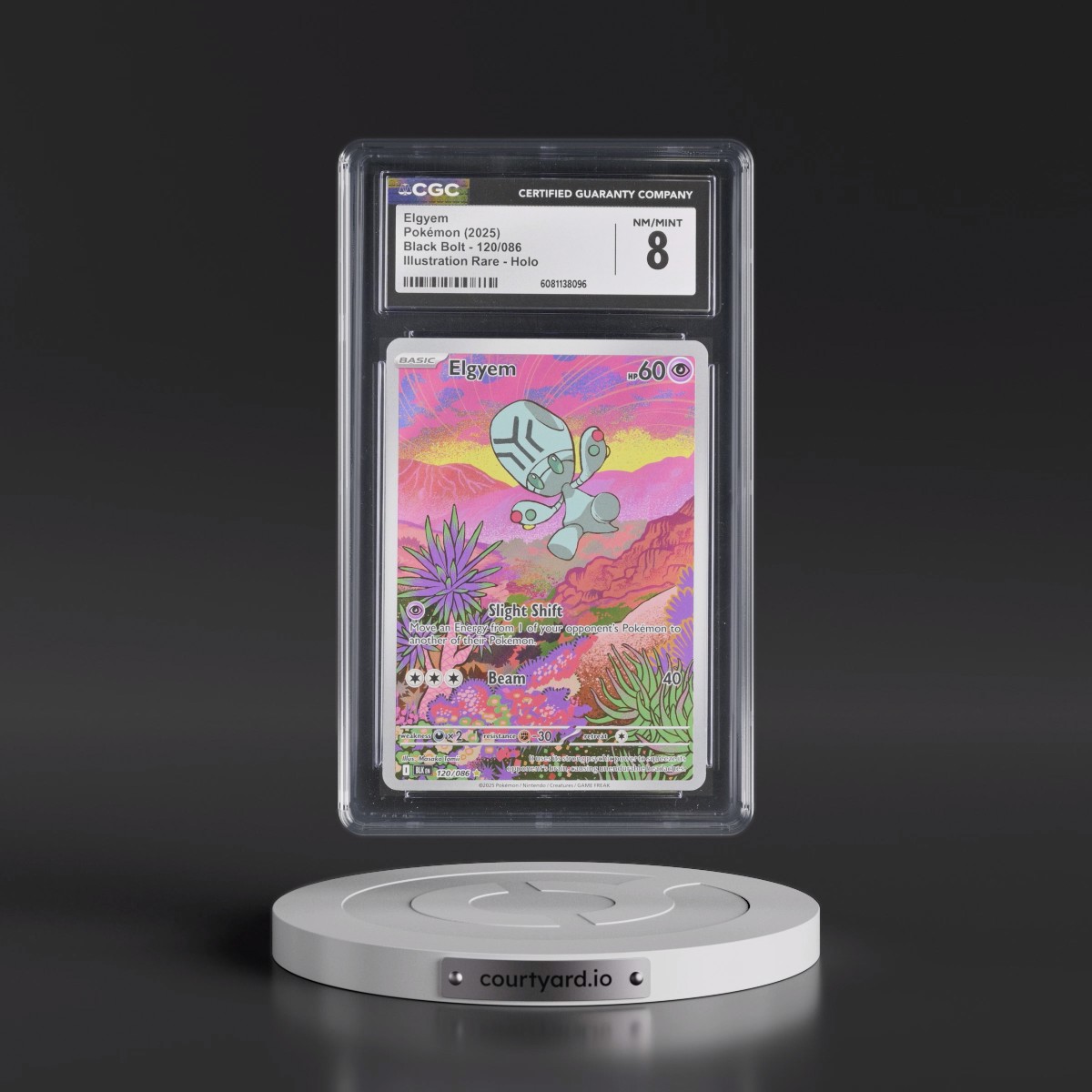 2025 Black Bolt - BLK EN #120/086 Elgyem - Illustration Rare Holo (CGC 8 NM-MT)
