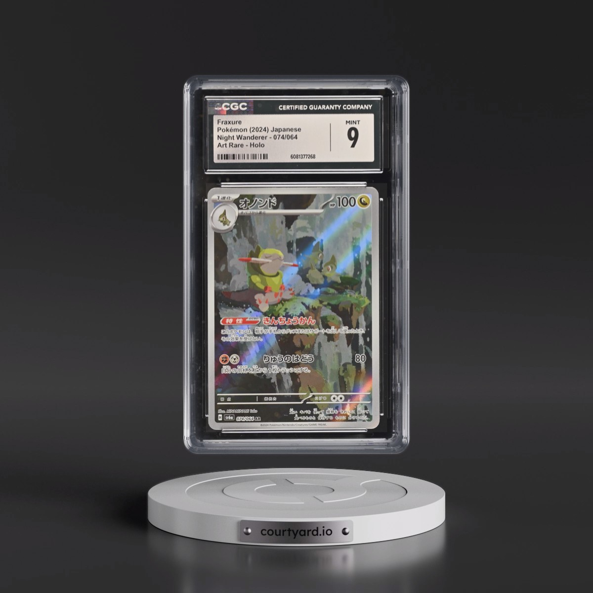 2024 Night Wanderer #074/064 Fraxure - Art Rare Holo (CGC 9 MINT)