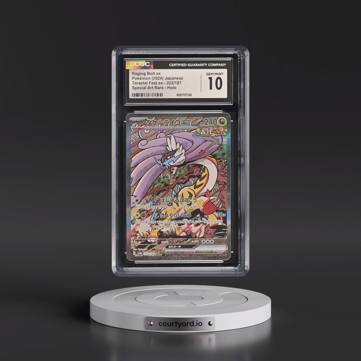 2024 High Class Pack: Terastal Fest ex - sv8a #222/187 Raging Bolt ex - Special Art Rare Holo (CGC 10 GEM MINT)
