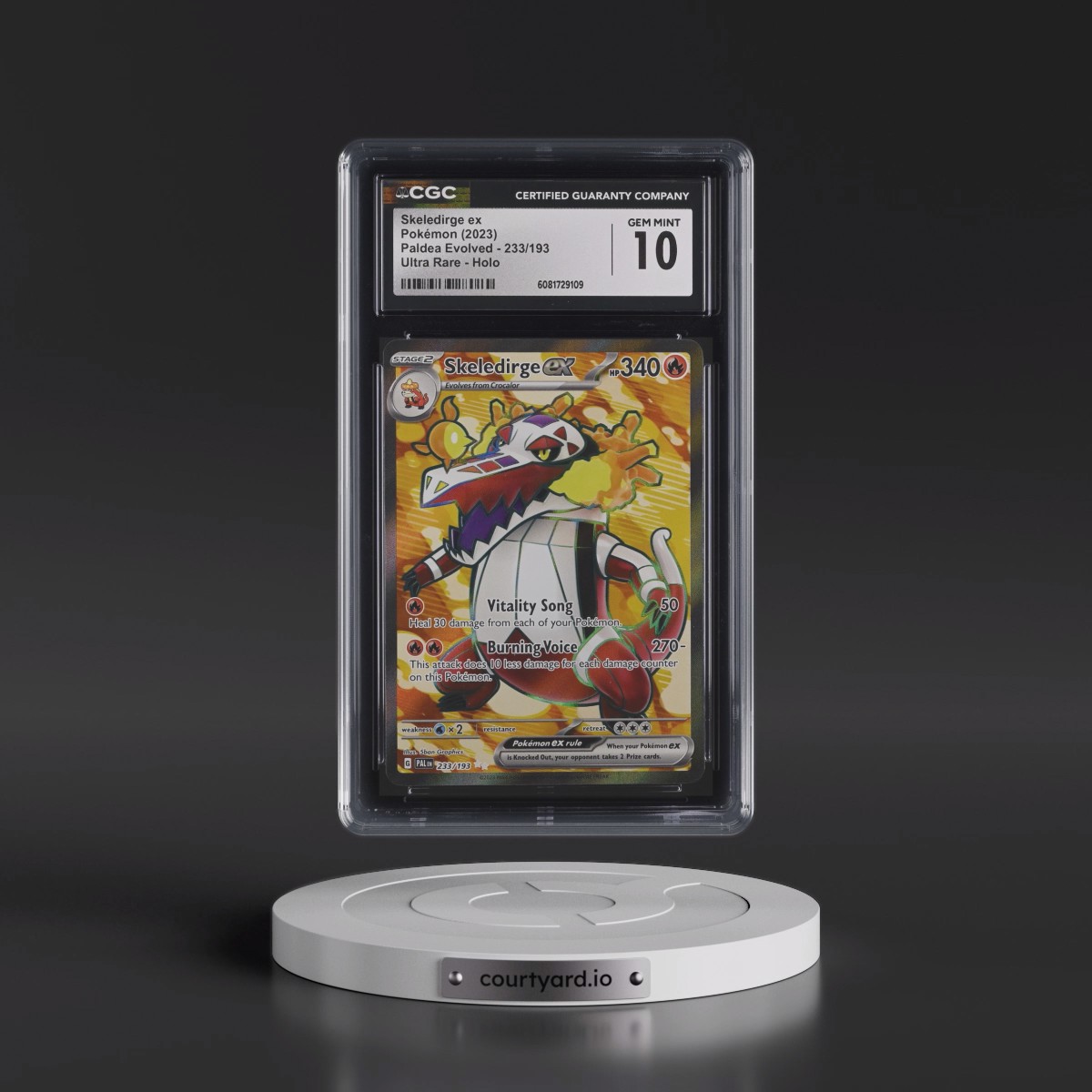 2023 Paldea Evolved - PAL EN #233/193 Skeledirge ex - Ultra Rare Holo (CGC 10 GEM MINT)