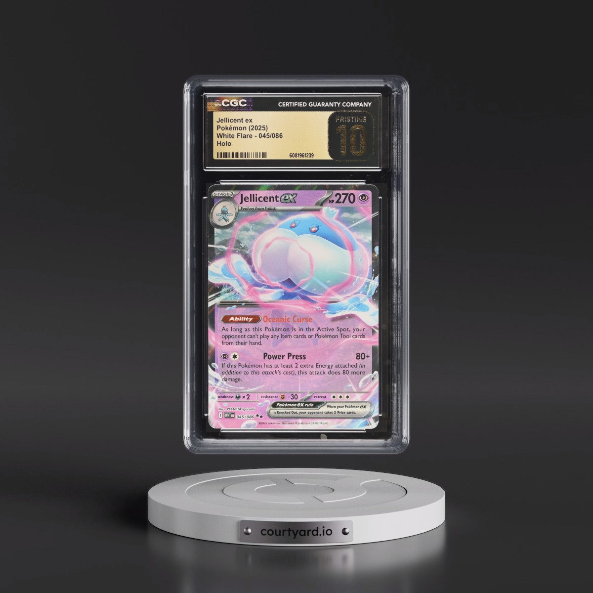 2025 White Flare - WHT EN #045/086 Jellicent ex - Holo (CGC 10 PRISTINE)