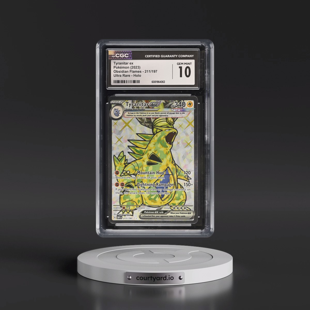 2023 Obsidian Flames - OBF EN #211/197 Tyranitar ex - Ultra Rare Holo (CGC 10 GEM MINT)