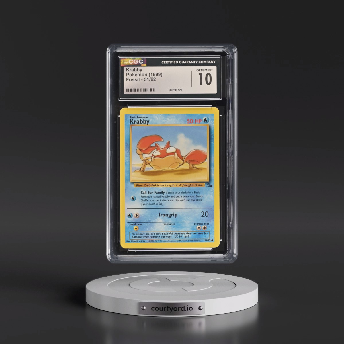 1999 Fossil #51/62 Krabby (CGC 10 GEM MINT)