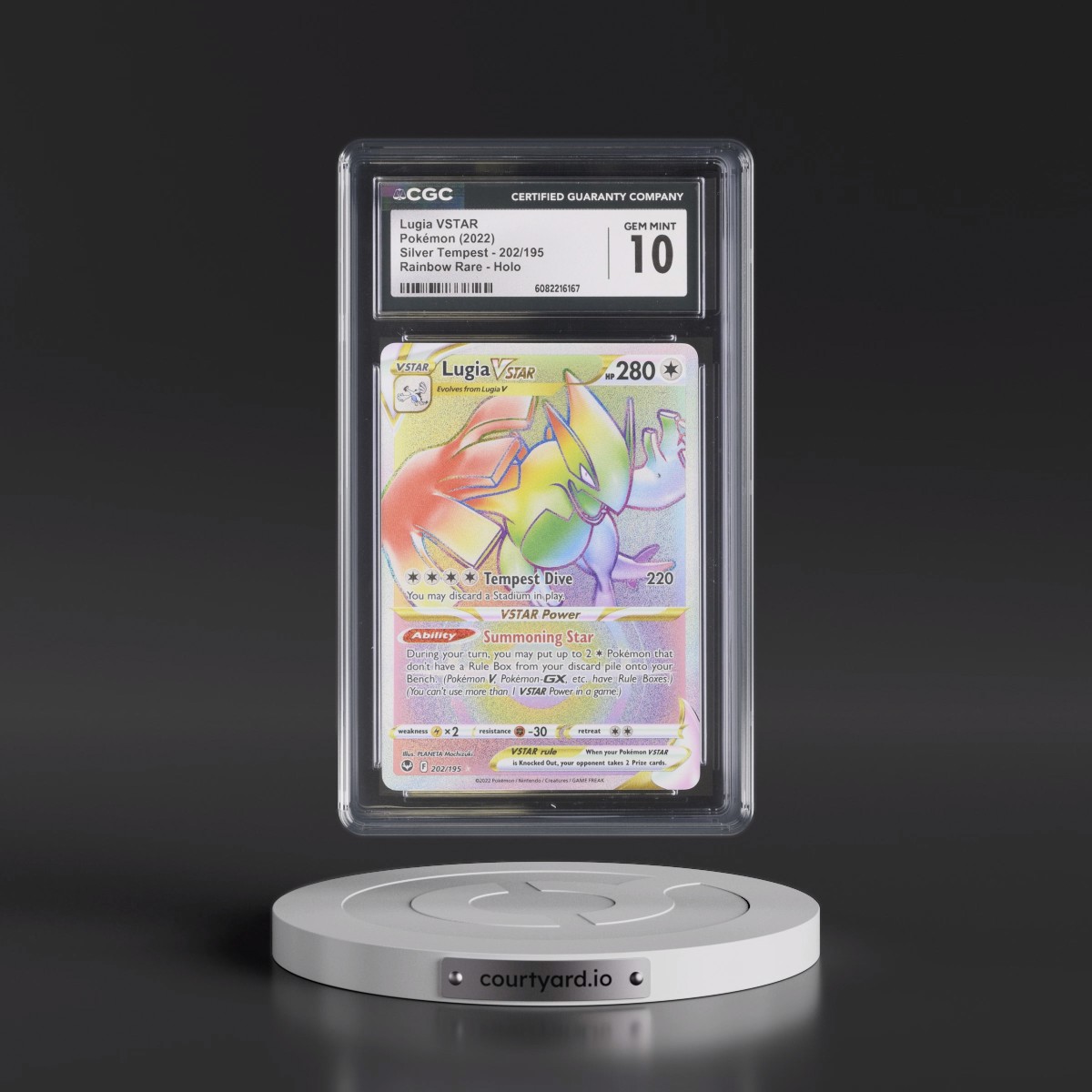 2022 Silver Tempest #202/195 Lugia VSTAR - Rainbow Rare Holo (CGC 10 GEM MINT)