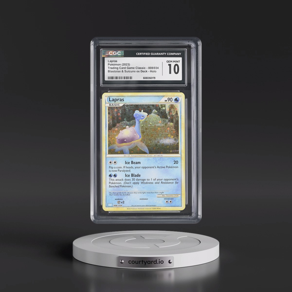 2023 Trading Card Game Classic - CLV, CLC, CLB #008/034 Lapras - Blastoise & Suicune ex Deck - CLB Holo (CGC 10 GEM MINT)