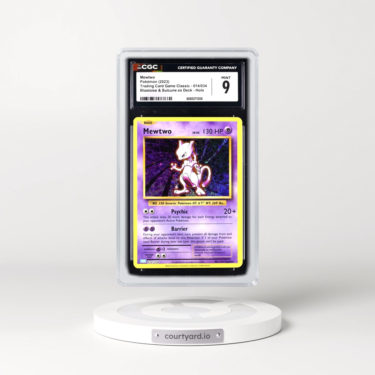 2023 Trading Card Game Classic - CLV, CLC, CLB #014/034 Mewtwo - Blastoise & Suicune ex Deck - CLB Holo (CGC 9 MINT)