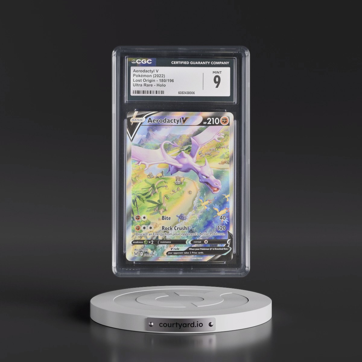 2022 Lost Origin #180/196 Aerodactyl V - Ultra Rare Holo (CGC 9 MINT)