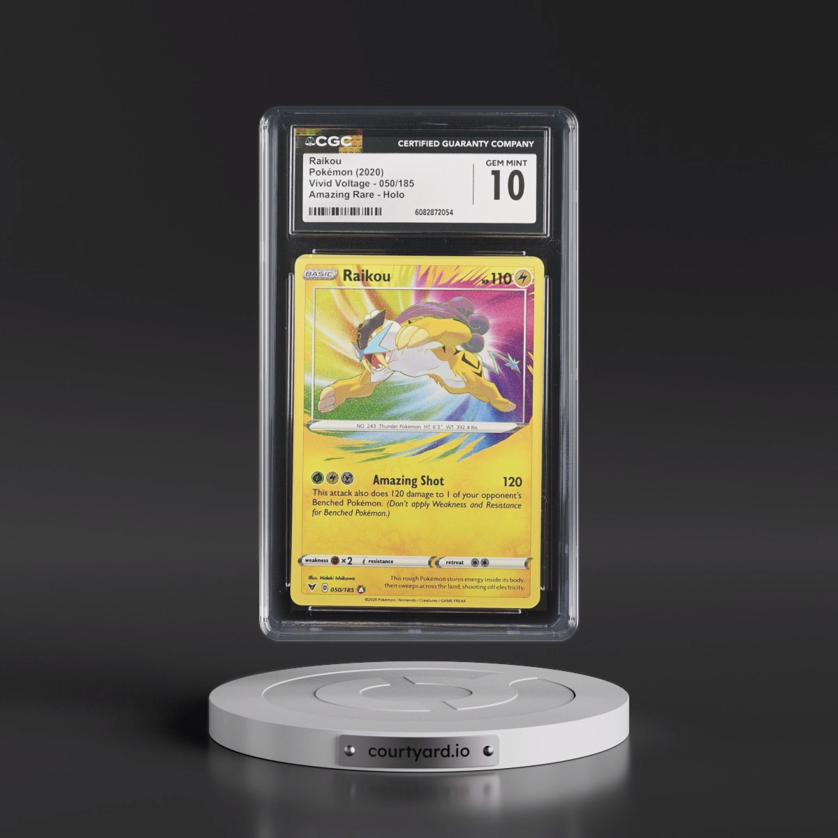 2020 Vivid Voltage #050/185 Raikou - Amazing Rare Holo (CGC 10 GEM MINT)