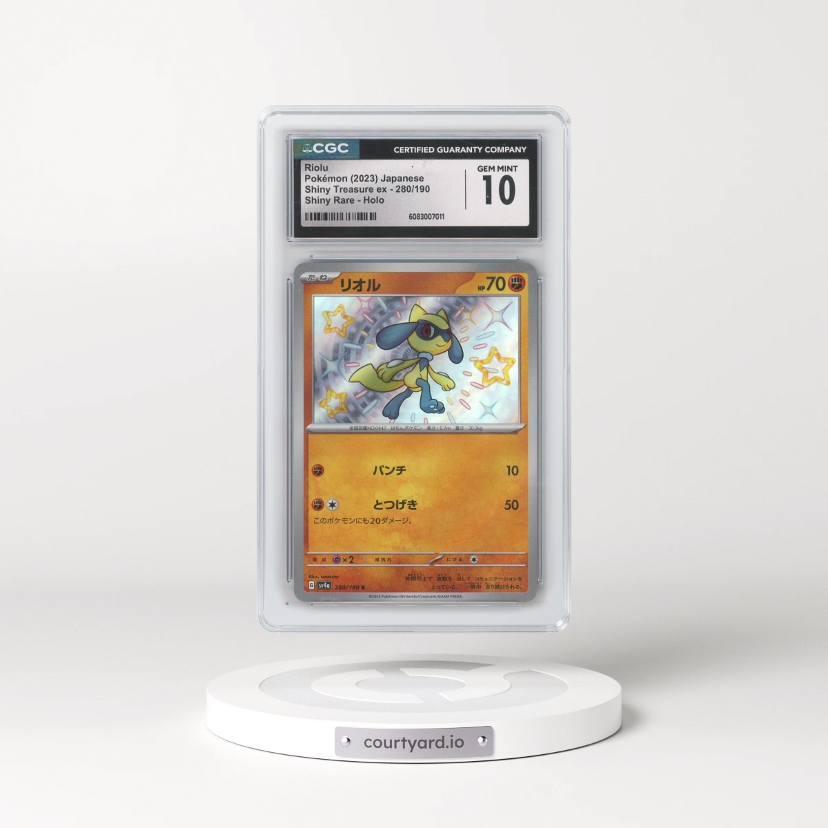 2023 Shiny Treasure ex #280/190 Riolu - Shiny Rare Holo (CGC 10 GEM MINT)