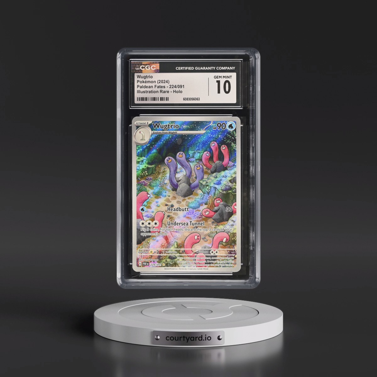 2024 Paldean Fates - PAF EN #224/091 Wugtrio - Illustration Rare Holo (CGC 10 GEM MINT)