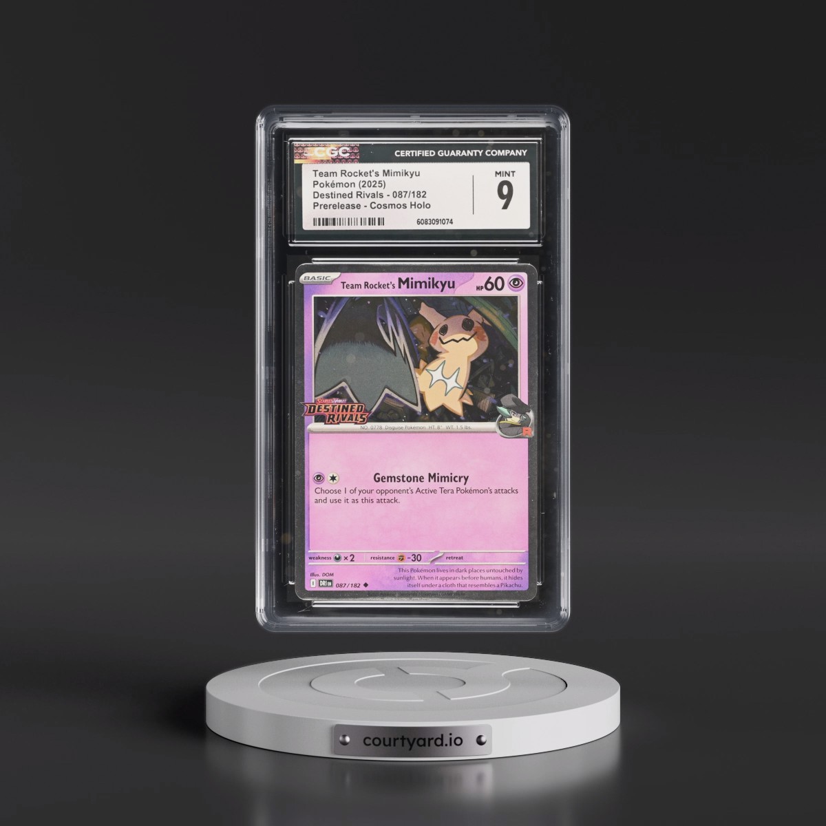 2025 Pokémon Dri EN-Destined Rivals #087 Team Rocket's Mimikyu - Prerelease (CGC 9 MINT)