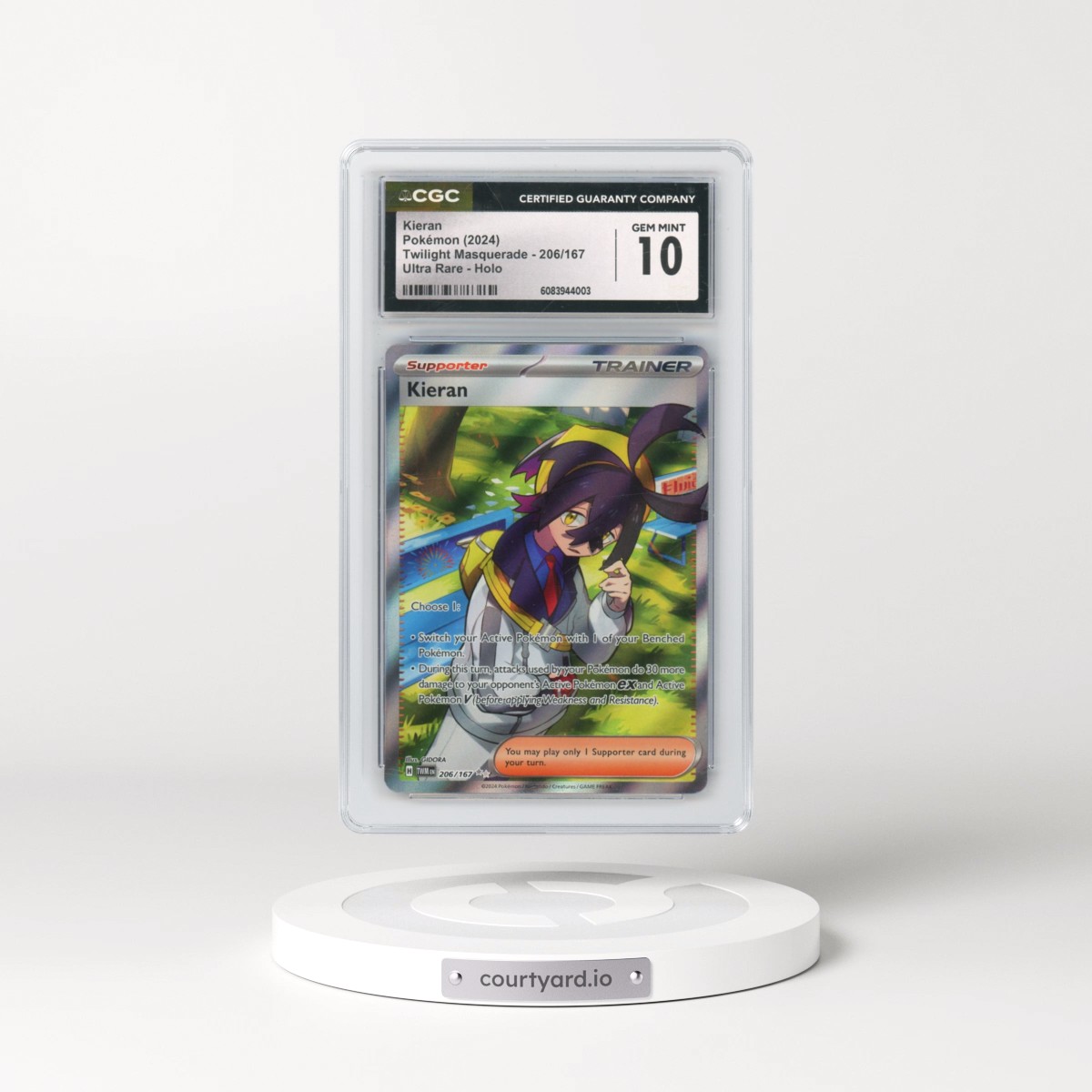 2024 Twilight Masquerade - TWM EN #206/167 Kieran - Ultra Rare Holo (CGC 10 GEM MINT)