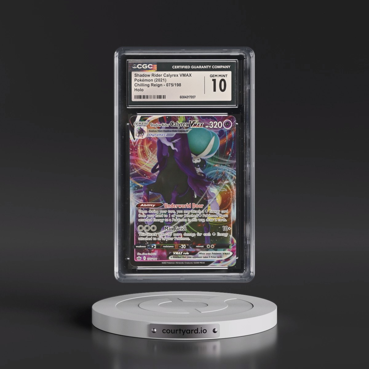 2021 Chilling Reign #075/198 Shadow Rider Calyrex VMAX - Holo (CGC 10 GEM MINT)