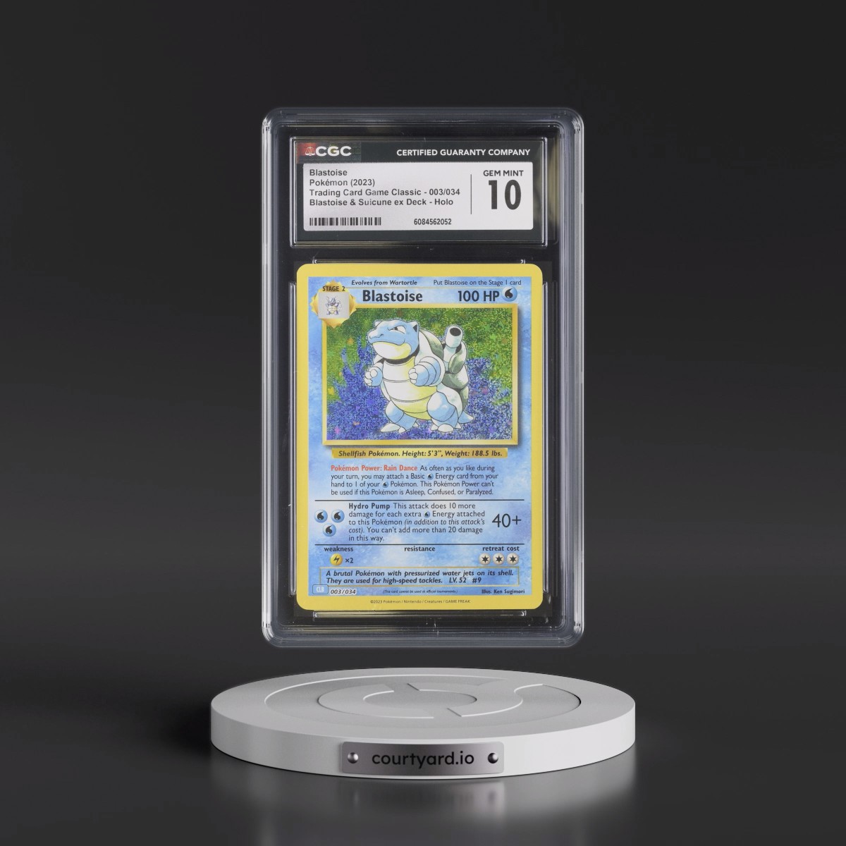 2023 Trading Card Game Classic - CLV, CLC, CLB #003/034 Blastoise - Blastoise & Suicune ex Deck - CLB Holo (CGC 10 GEM MINT)