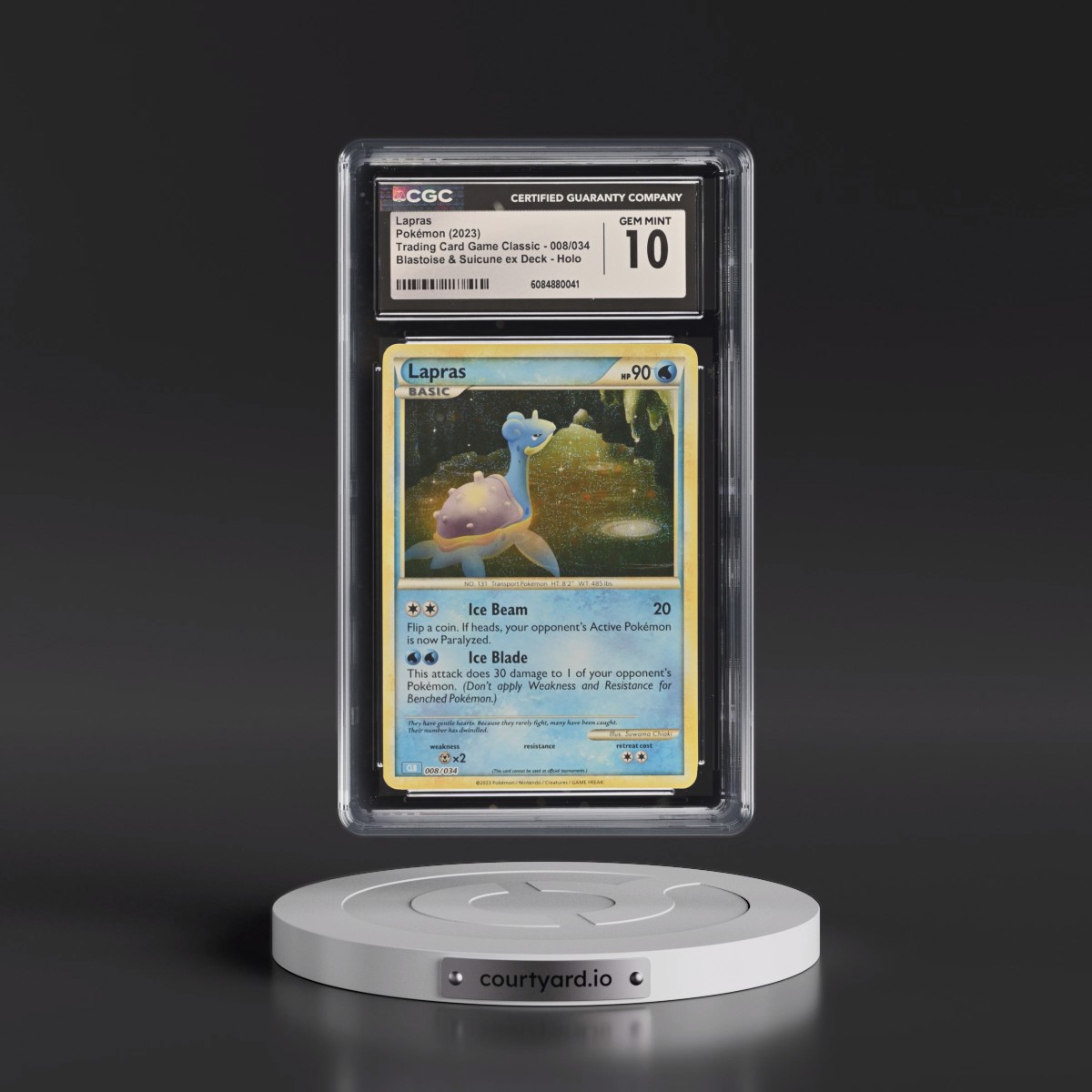 2023 Trading Card Game Classic - CLV, CLC, CLB #008/034 Lapras - Blastoise & Suicune ex Deck - CLB Holo (CGC 10 GEM MINT)