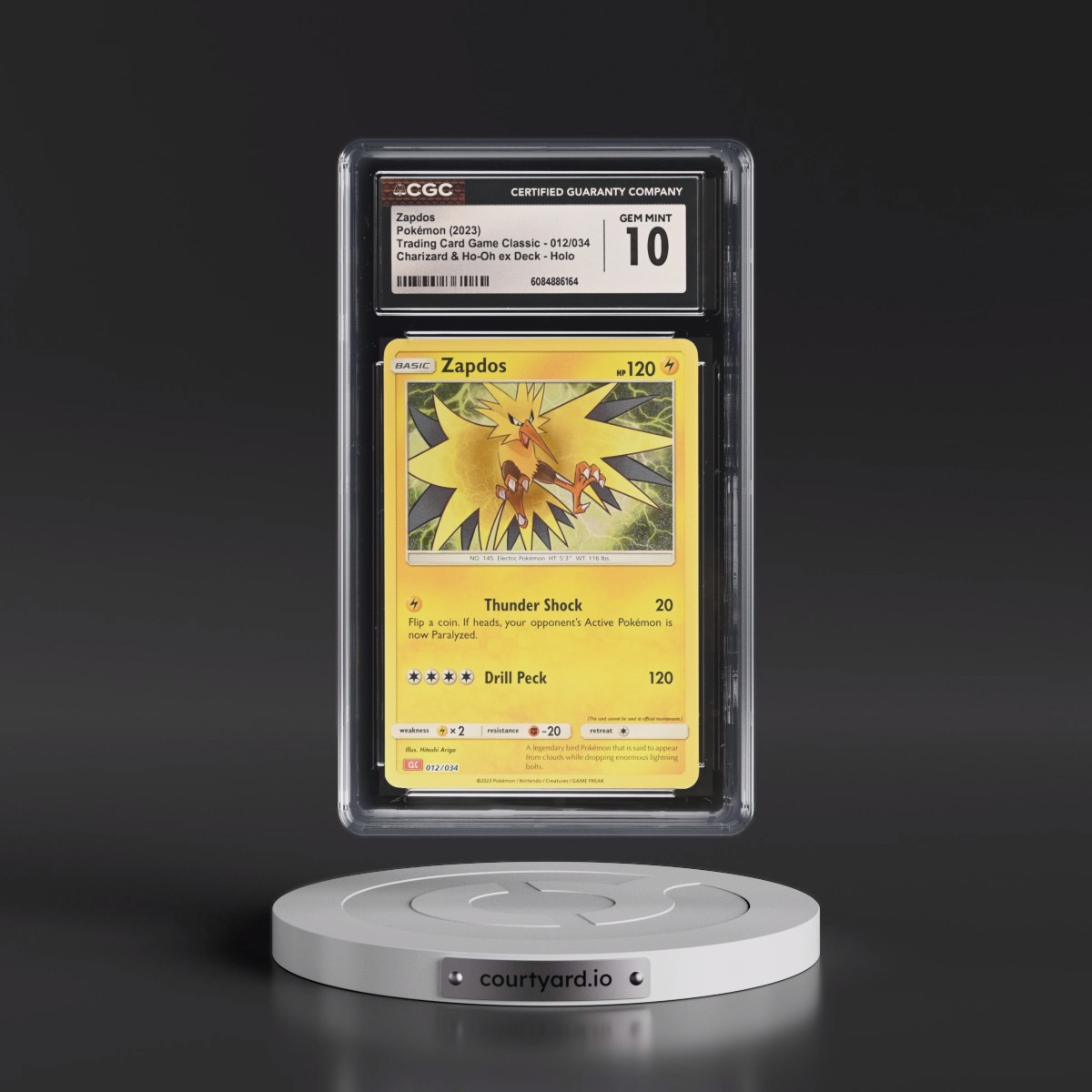 2023 Trading Card Game Classic - CLV, CLC, CLB #012/034 Zapdos - Charizard & Ho-Oh ex Deck - CLC Holo (CGC 10 GEM MINT)
