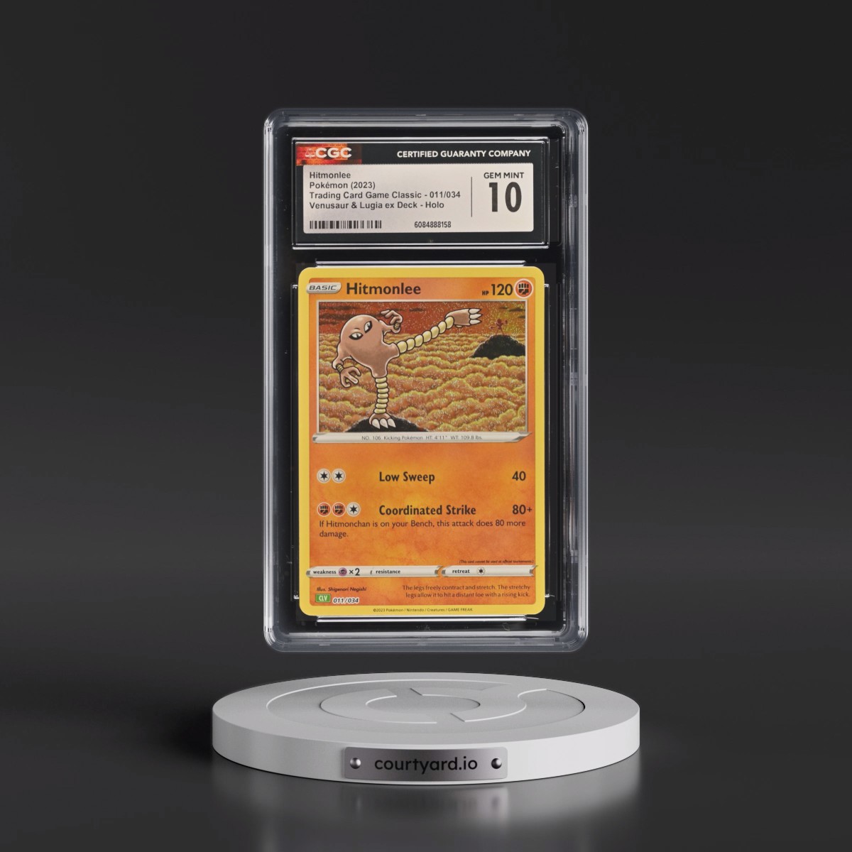 2023 Trading Card Game Classic - CLV, CLC, CLB #011/034 Hitmonlee - Venusaur & Lugia ex Deck - CLV Holo (CGC 10 GEM MINT)