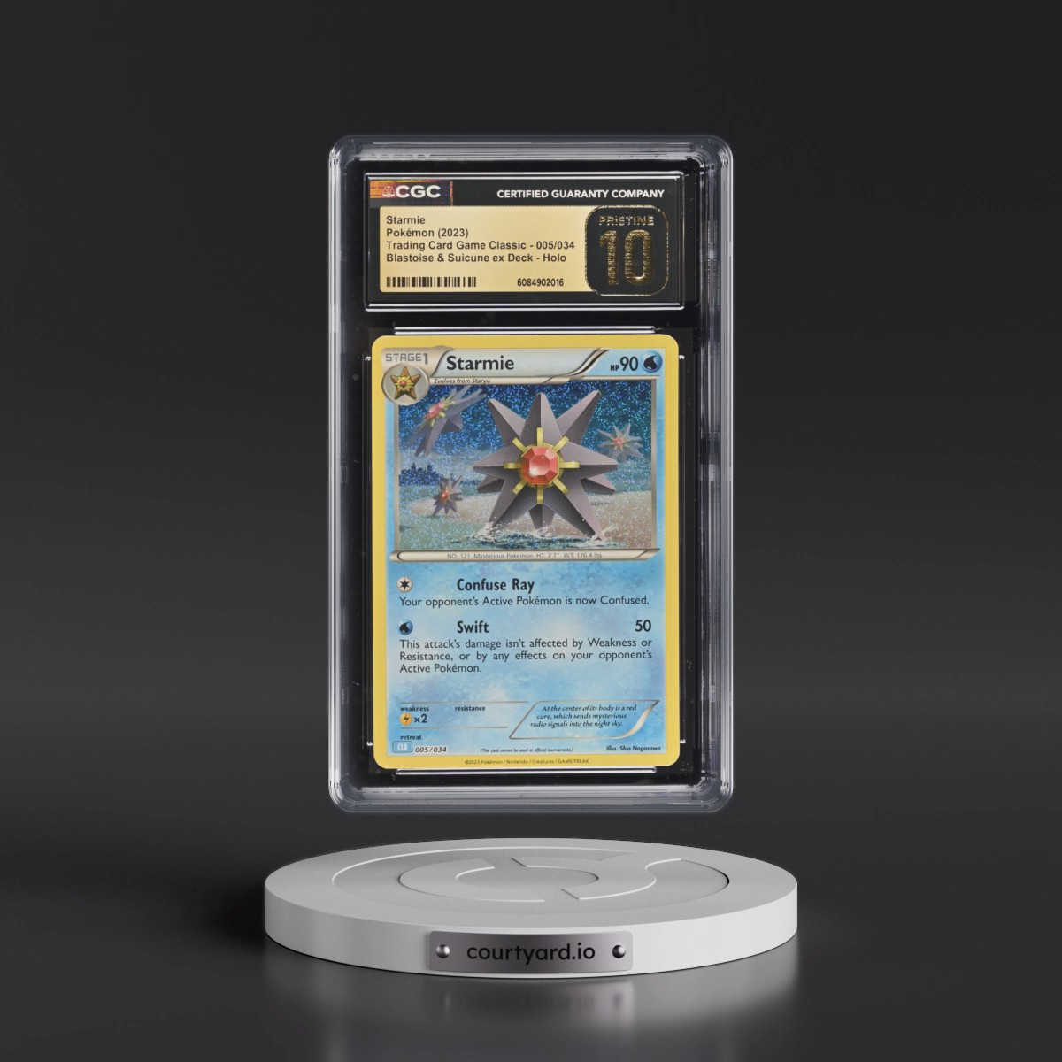 2023 Trading Card Game Classic - CLV, CLC, CLB #005/034 Starmie - Blastoise & Suicune ex Deck - CLB Holo (CGC 10 PRISTINE)