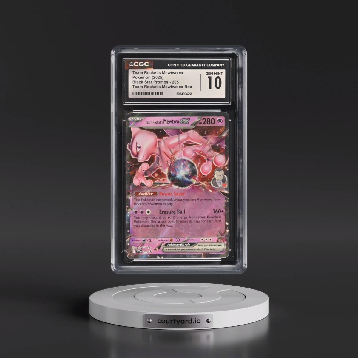 2023 Black Star Promos - Scarlet & Violet SVP EN #205 Team Rocket's Mewtwo ex - Team Rocket's Mewtwo ex Box (Holo) (CGC 10 GEM MINT)