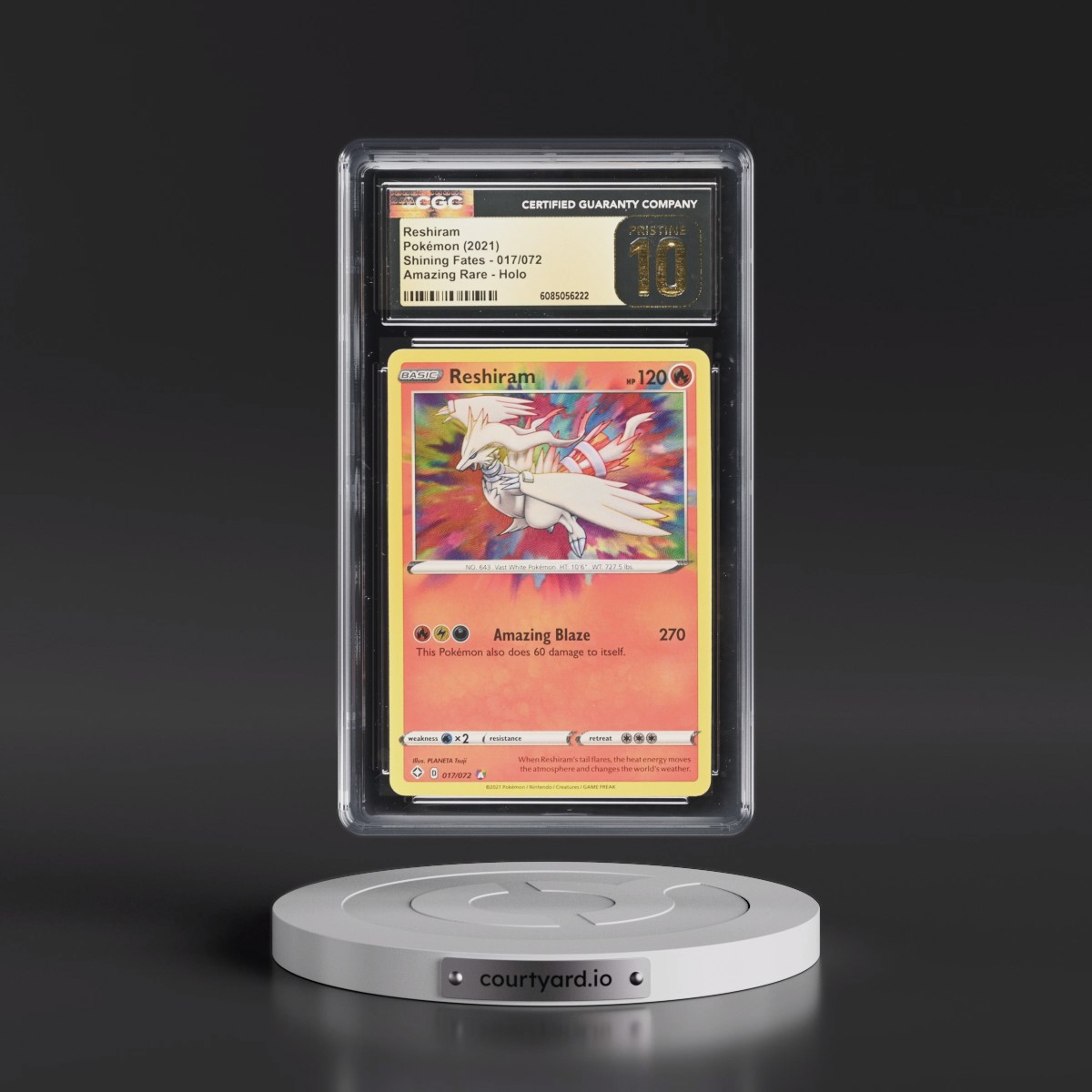 2021 Shining Fates #017/072 Reshiram - Amazing Rare Holo (CGC 10 PRISTINE)
