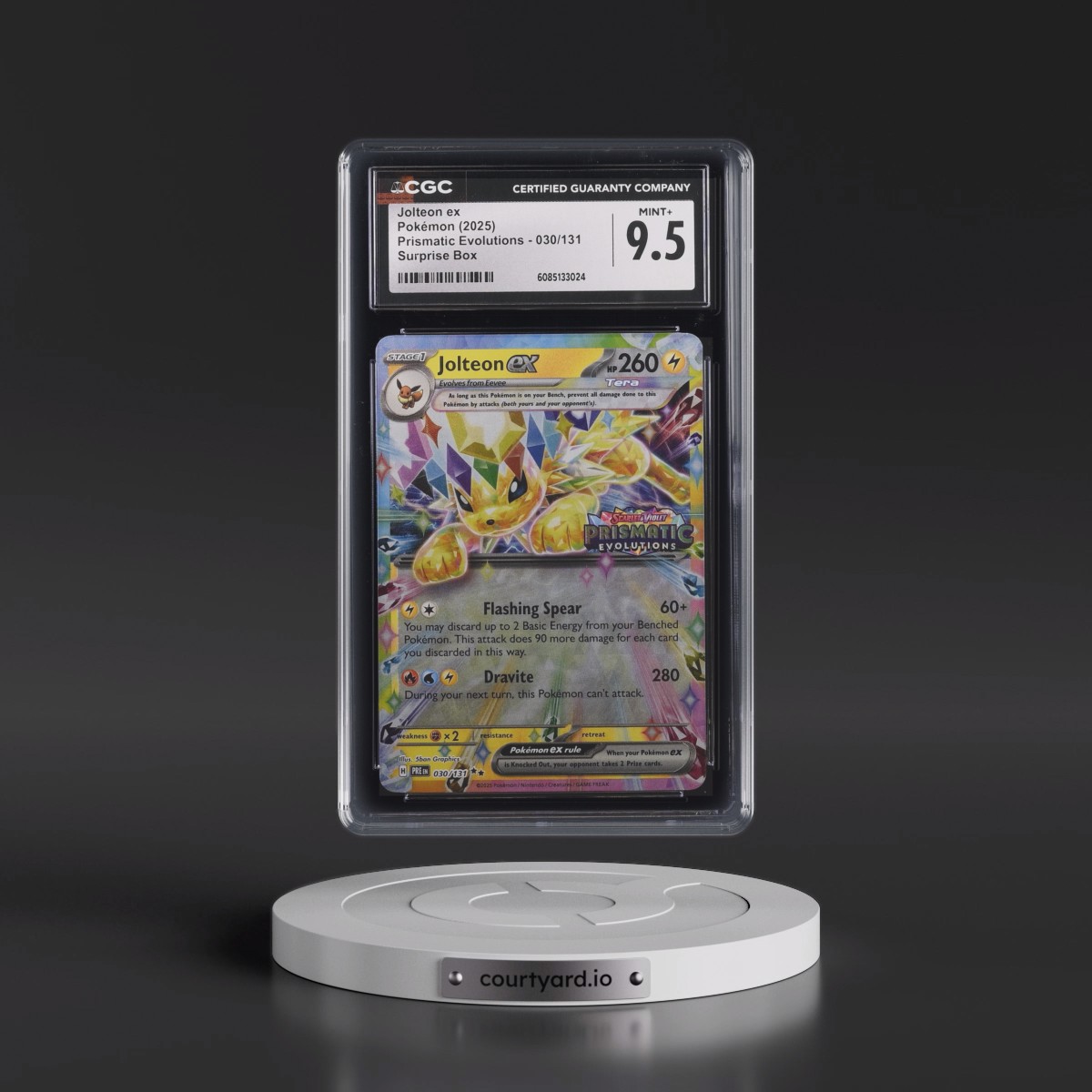 2025 Pokémon Pre EN-Prismatic Evolutions #030 Jolteon EX - Holo Surprise Box Exclusive (CGC 9.5 MINT+)