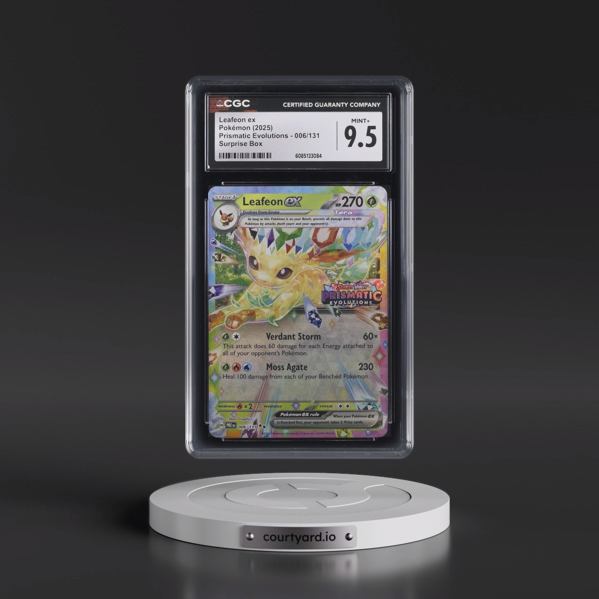 2025 Pokémon Pre EN-Prismatic Evolutions #006 Leafeon EX - Holo Surprise Box Exclusive (CGC 9.5 MINT+)