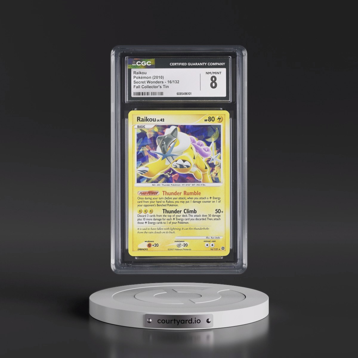2007 Secret Wonders #16/132 Raikou - Fall Collector's Tin (Cracked Ice Holo) (CGC 8 NM-MT)
