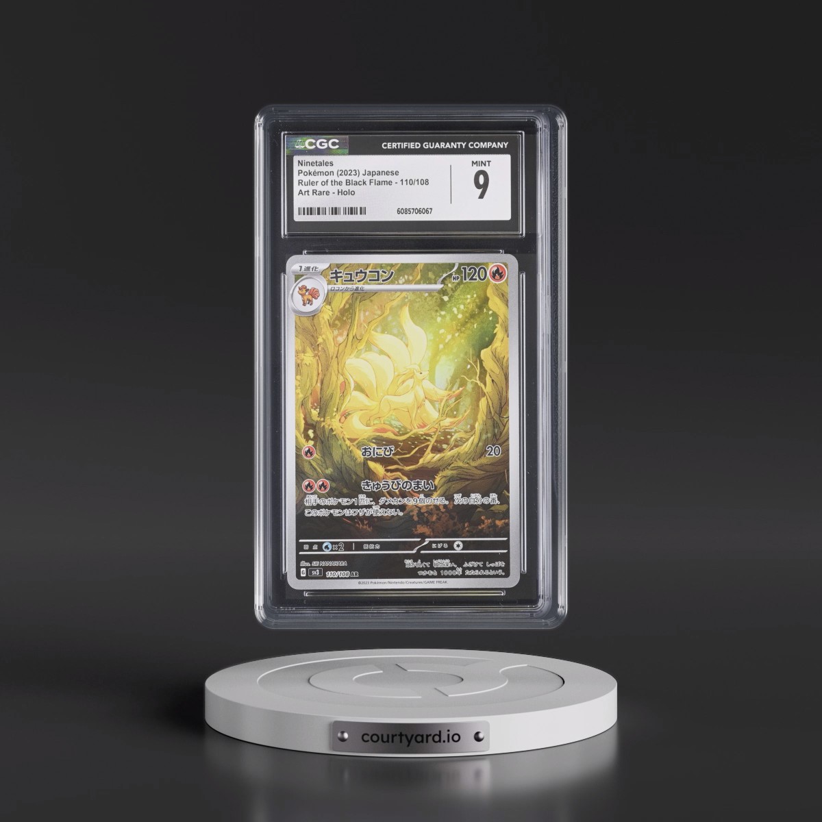 2023 Ruler of the Black Flame #110/108 Ninetales - Art Rare Holo (CGC 9 MINT)