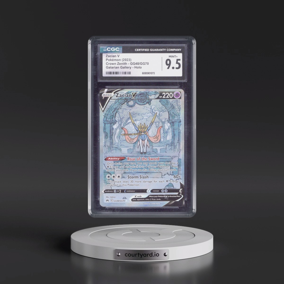 2023 Crown Zenith #GG48/GG70 Zacian V - Galarian Gallery Holo (CGC 9.5 MINT+)