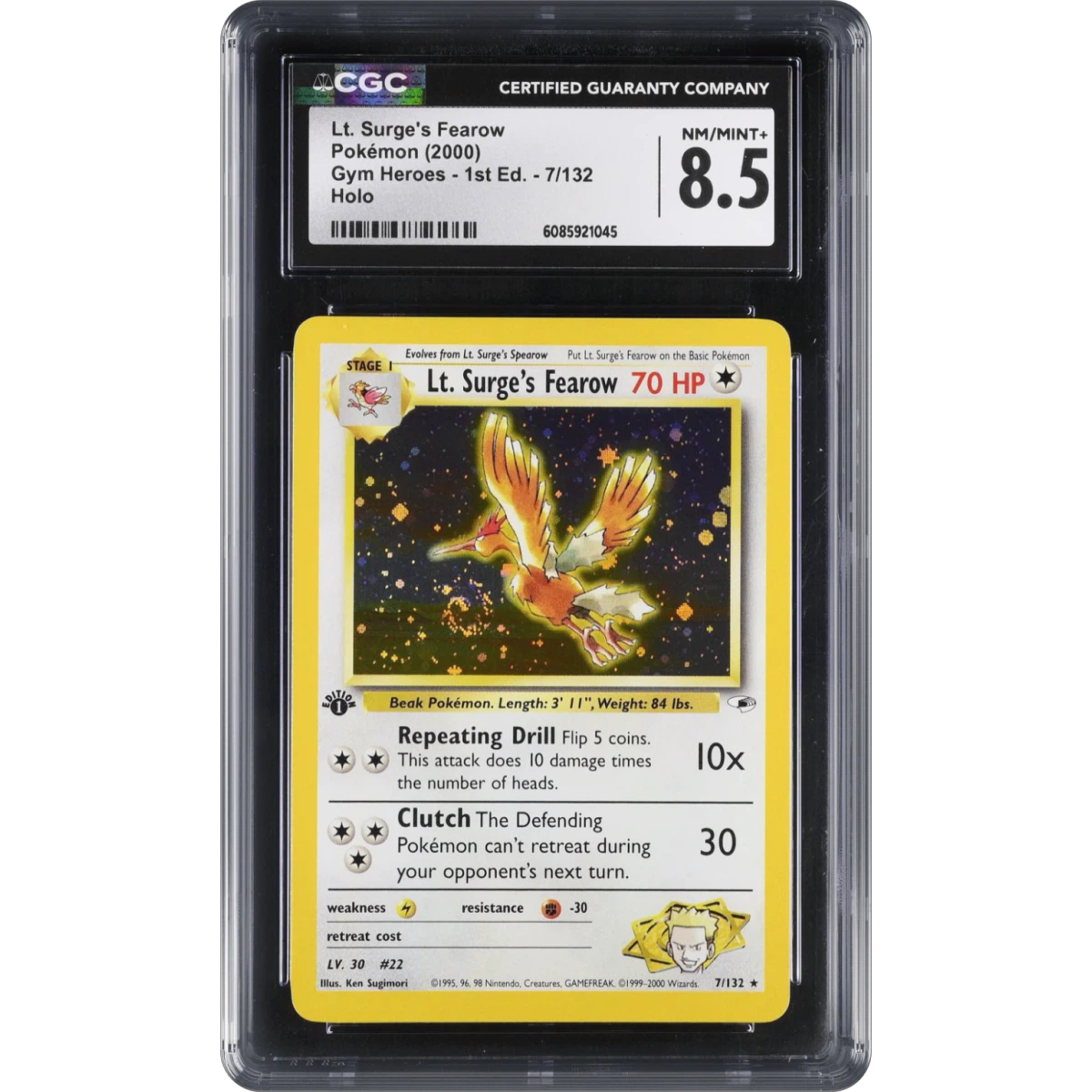 2000 Gym Heroes #7/132 Lt. Surge's Fearow - 1st Edition Holo (CGC 8.5 NM-MT+)