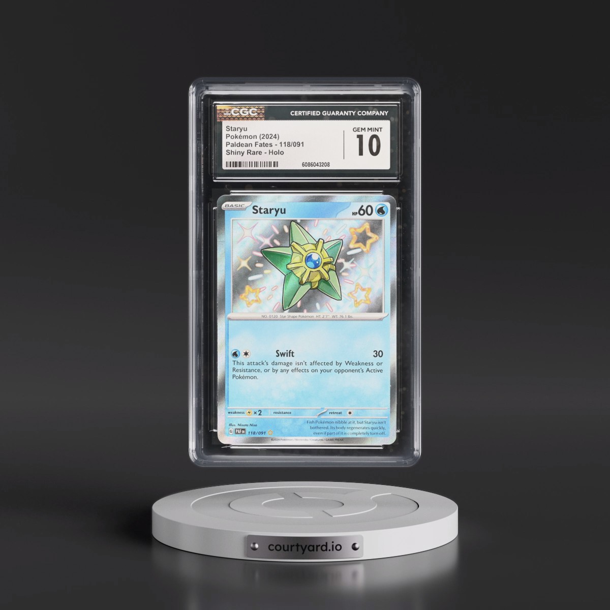 2024 Paldean Fates - PAF EN #118/091 Staryu - Shiny Rare Holo (CGC 10 GEM MINT)