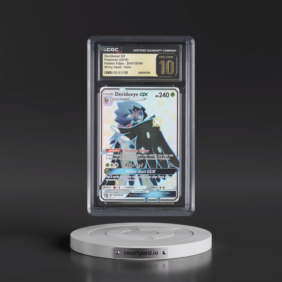 2019 Hidden Fates #SV47/SV94 Decidueye GX - Shiny Vault Holo (CGC 10 PRISTINE)