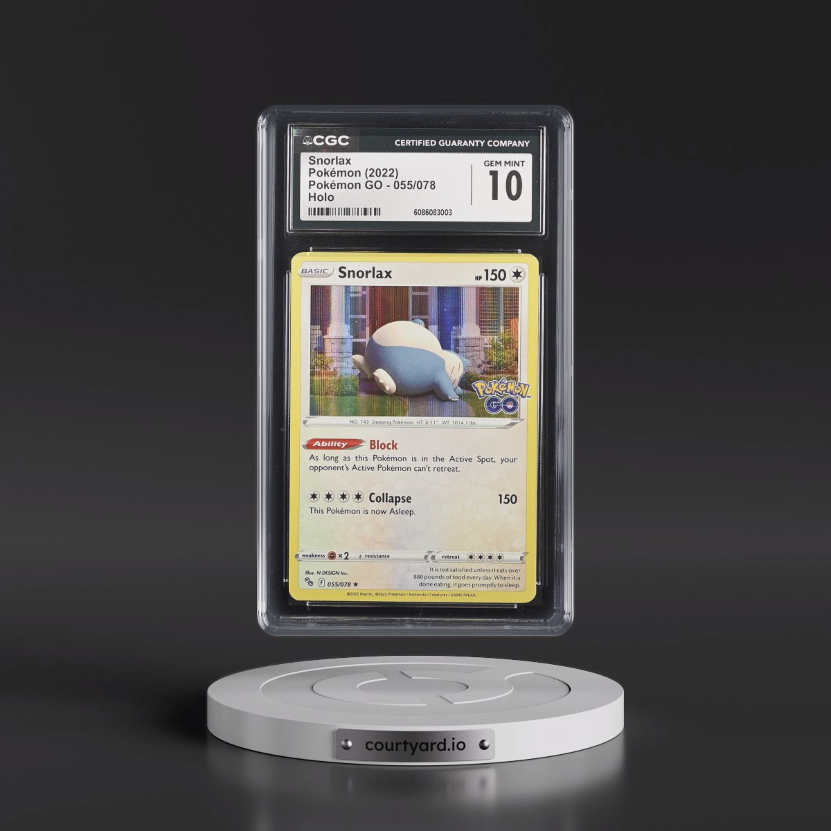 2022 Pokémon GO #055/078 Snorlax - Line Holo (CGC 10 GEM MINT)