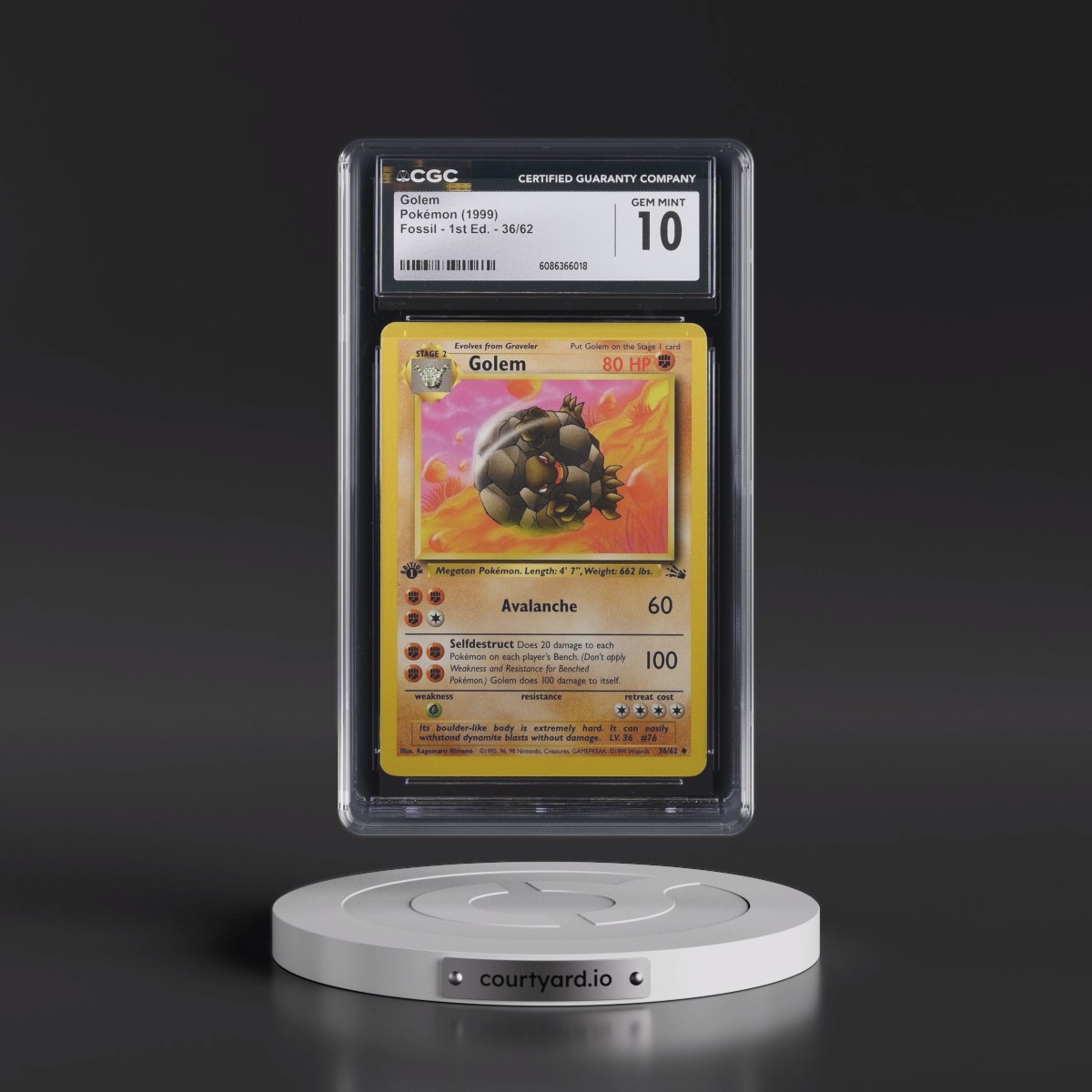 1999 Fossil Golem - 1st Edition #36/62 CGC 10