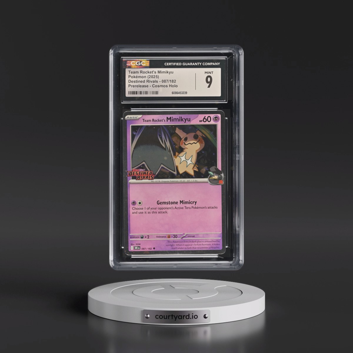 2025 Pokémon Dri EN-Destined Rivals #087 Team Rocket's Mimikyu - Prerelease (CGC 9 MINT)