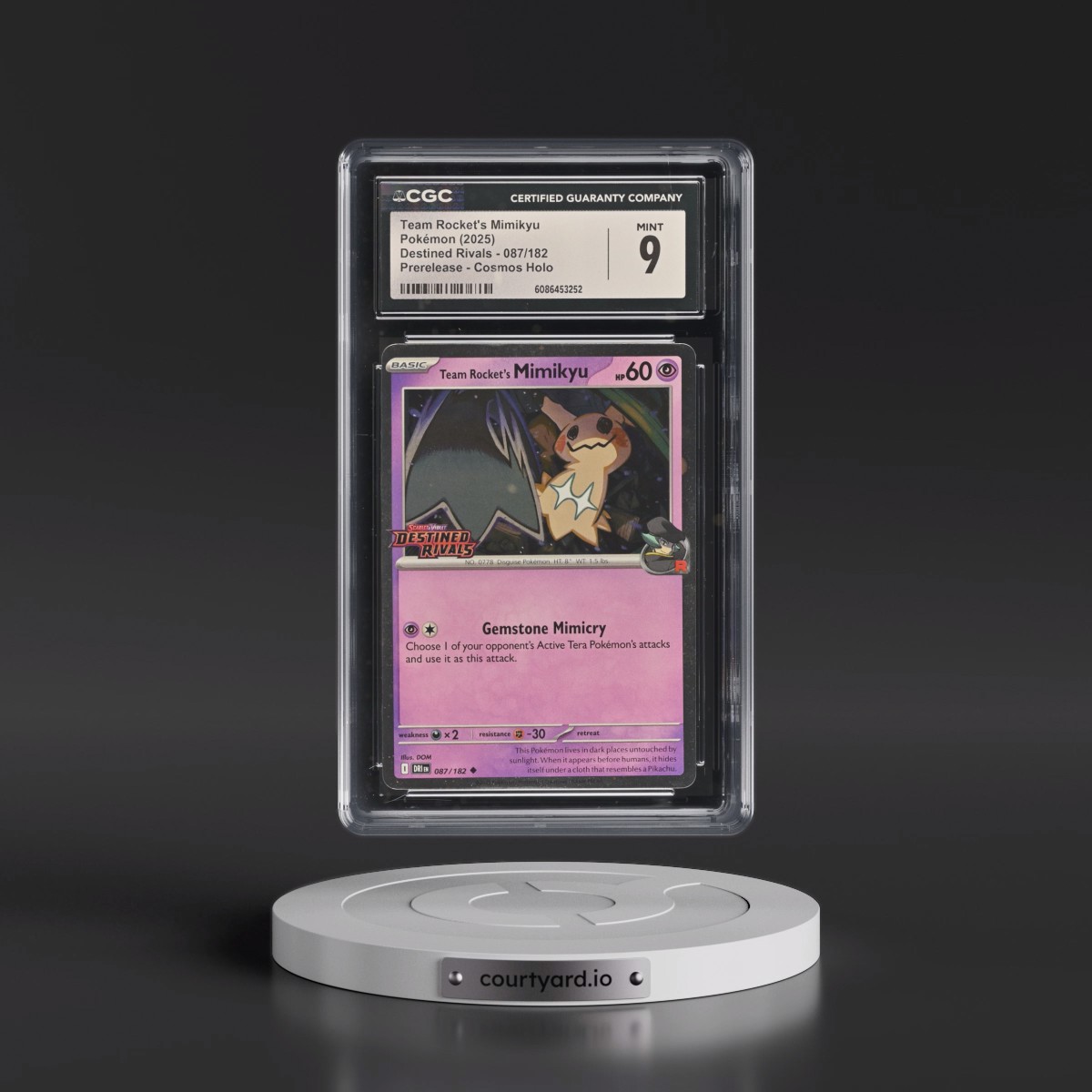 2025 Pokémon Dri EN-Destined Rivals #087 Team Rocket's Mimikyu - Prerelease (CGC 9 MINT)