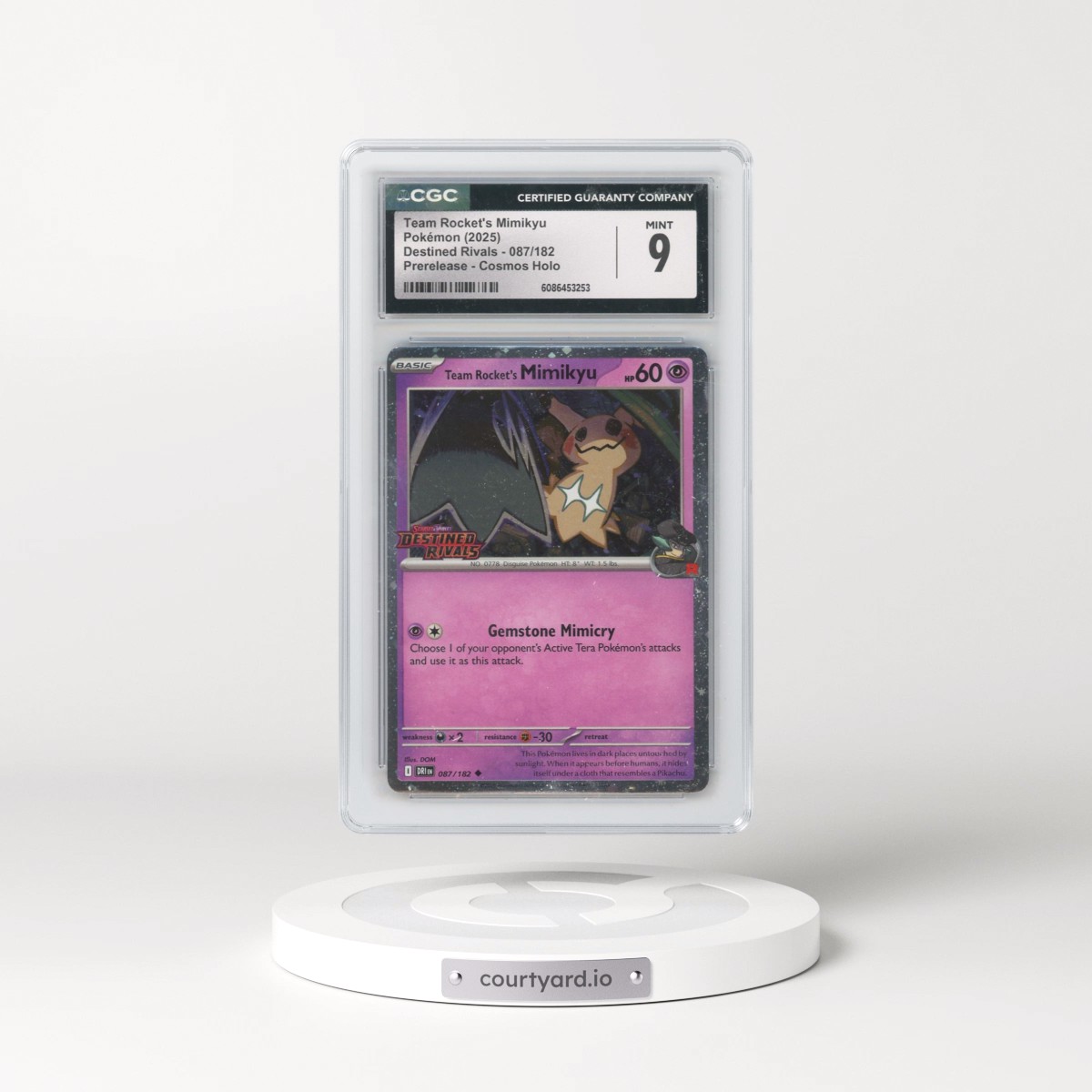 2025 Pokémon Dri EN-Destined Rivals #087 Team Rocket's Mimikyu - Prerelease (CGC 9 MINT)