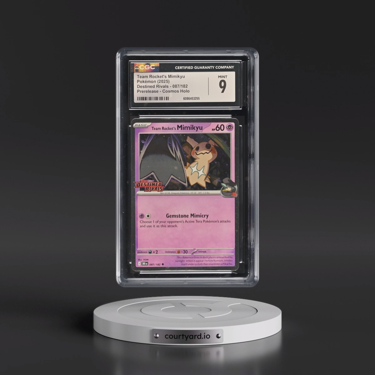 2025 Pokémon Dri EN-Destined Rivals #087 Team Rocket's Mimikyu - Prerelease (CGC 9 MINT)