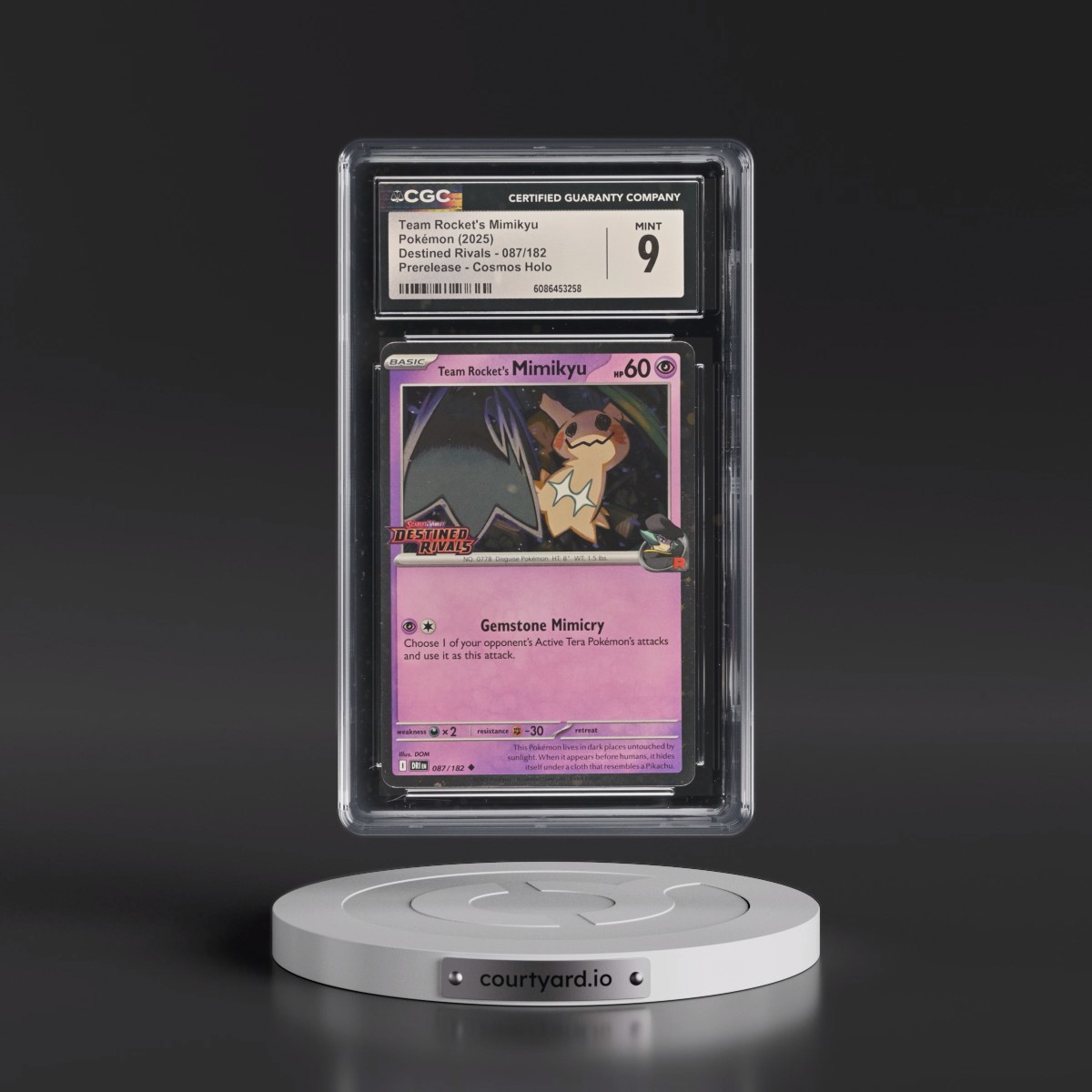 2025 Pokémon Dri EN-Destined Rivals #087 Team Rocket's Mimikyu - Prerelease (CGC 9 MINT)