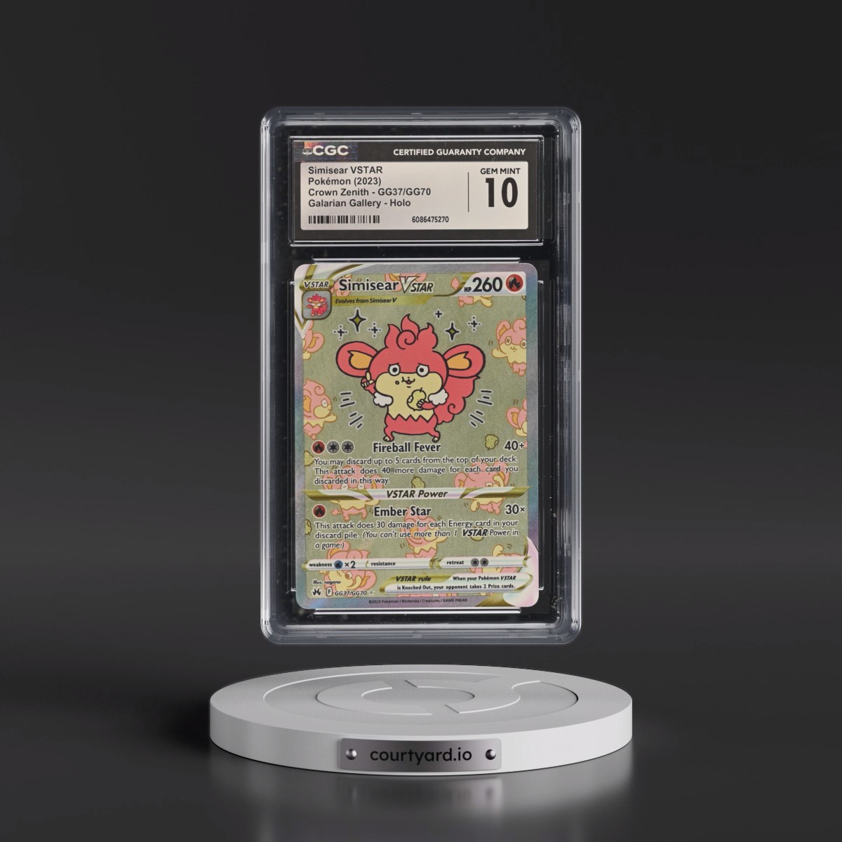 2023 Crown Zenith #GG37/GG70 Simisear VSTAR - Galarian Gallery Holo (CGC 10 GEM MINT)